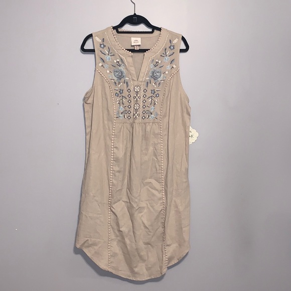 NWT Knox Rose tan linen floral tank dress XL - Picture 4 of 7